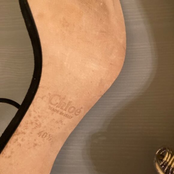 Chloe black suede ring embellished heeled sandals, size 40.5 - Picture 4 of 4